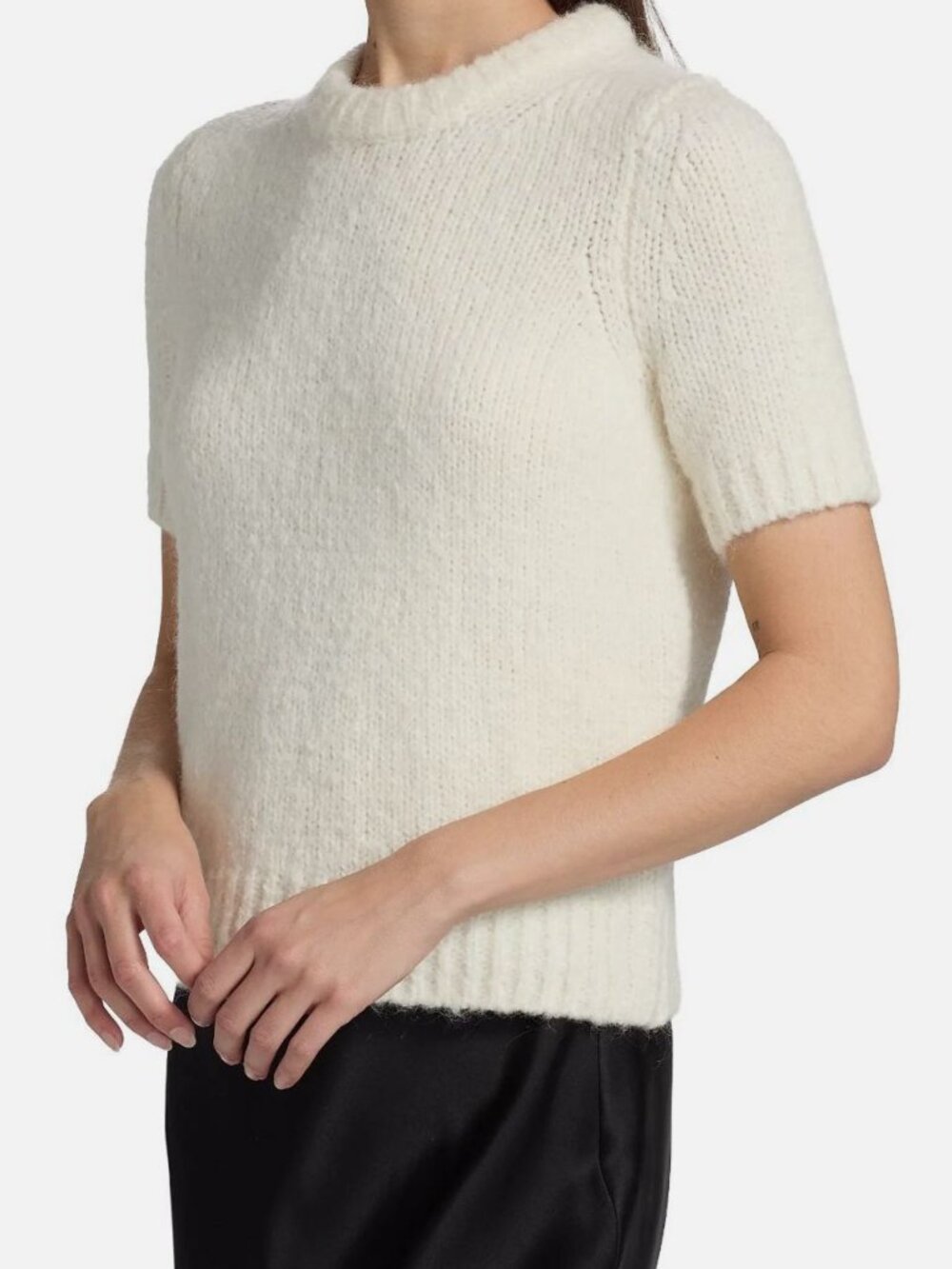 MICHAEL Michael Kors Women's Ivory Knit Wool Pullover Fluffy Crop Sweater Size S